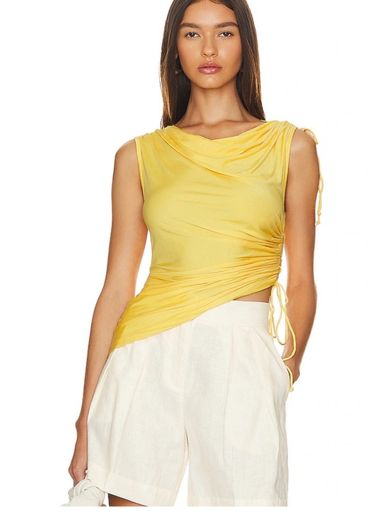 L'Academie Tops - L'Academie Draped Side-Tie Tank